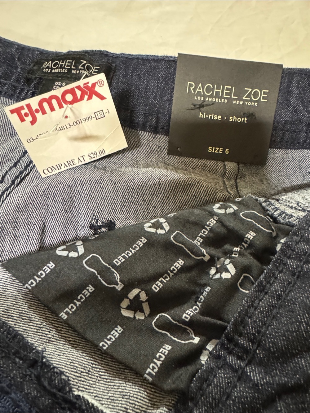 Rachel Zoe Navy Denim-Style Cuffed Shorts - Picture 9 of 15